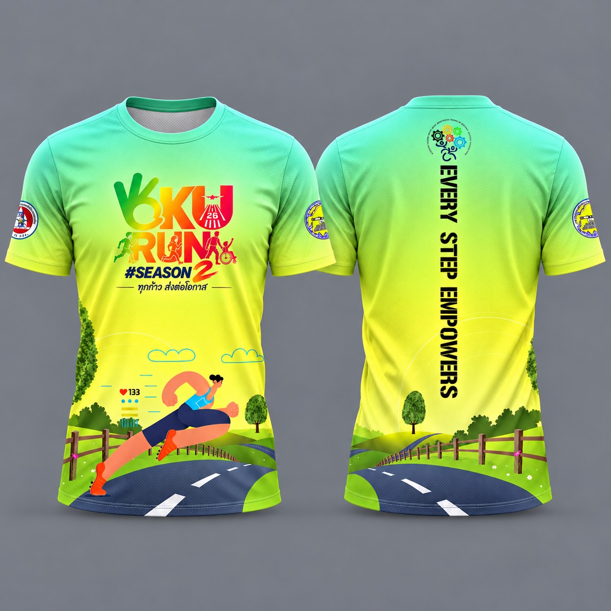 แบบเสื้อแขนสั้น OKU RUN #SEASON 2 ด้านหน้าและด้านหลัง